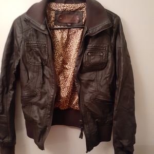 ☆Brown Faux Leather Jacket (Small)